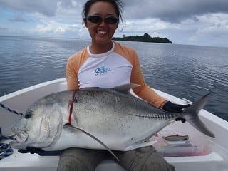 ポンペイで釣り上げられたGT(ロウニンアジ)