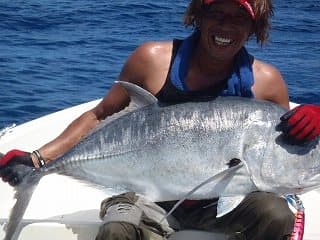 ポンペイで釣り上げられたGT(ロウニンアジ)